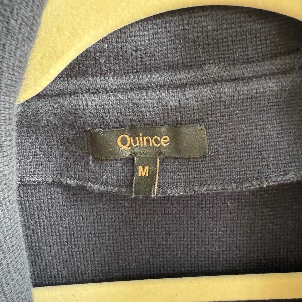 Quince Organic Cotton Knit Blazer, Navy, Size M - Picture 4 of 5